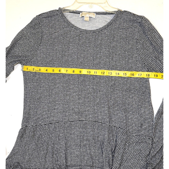 Michael Kors Peplum Top Womens Large Black White Houndstooth Check Long Sleeve - Picture 5 of 6